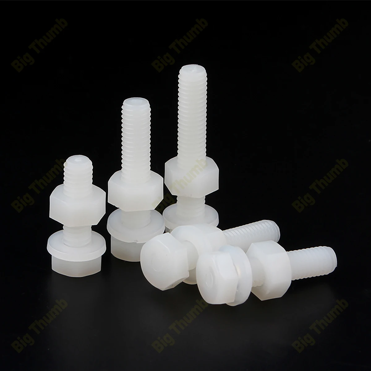 M3 M4 M5 M6 M8 M10 M12 Nylon Plastic Hex Bolts and Nuts and Nylon Flat Washers Combination