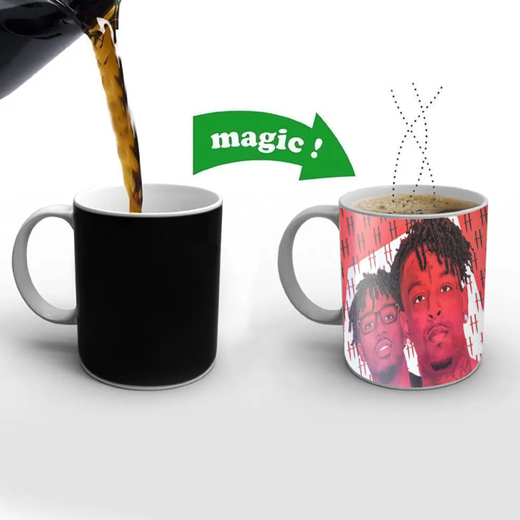 

Rapper American Dream 21 S-Savage Magic Hot Cold Heat Temperature Sensitive Color-Changing Coffee Tea Milk Mug Cup