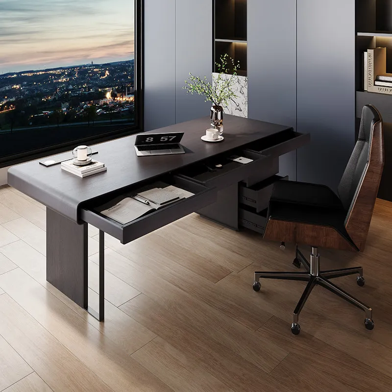 

Итальянский минималистичный стол, элитный домашний стол для гостиной, рабочий стол, компьютерный стол, легкий роскошный современный стол из цельного дерева