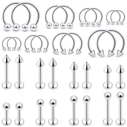 Lip Rings 2PCS Labret Jewelry Lip Barbell Ring Snake Bite Piercing Jewelry 16G Helix Earring Daith Tragus Cartilage Stud