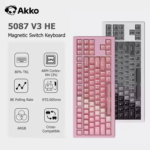 Akko 5087 V3 HE Magnetic Switch Keyboard 80% TKL US Layout Rapid Trigger 0.005mm 8K Type-C Wired Custom Gaming Keyboard Gasket