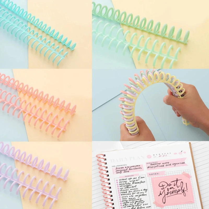 

5-10 шт., шипы для переплета расчесок, пластиковые спиральные катушки для переплета, 30 колец для деловых документов, файлов для ноутбуков, изготовления переплета