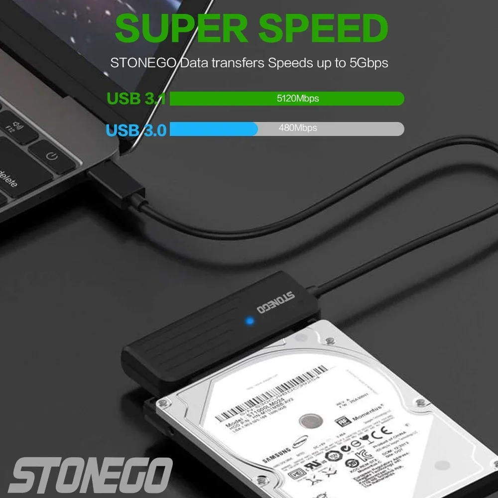 Cabo conversor de disco rígido USB 30 tipo C para SATA Adaptador UASP Windows Linux Mac Android compatível