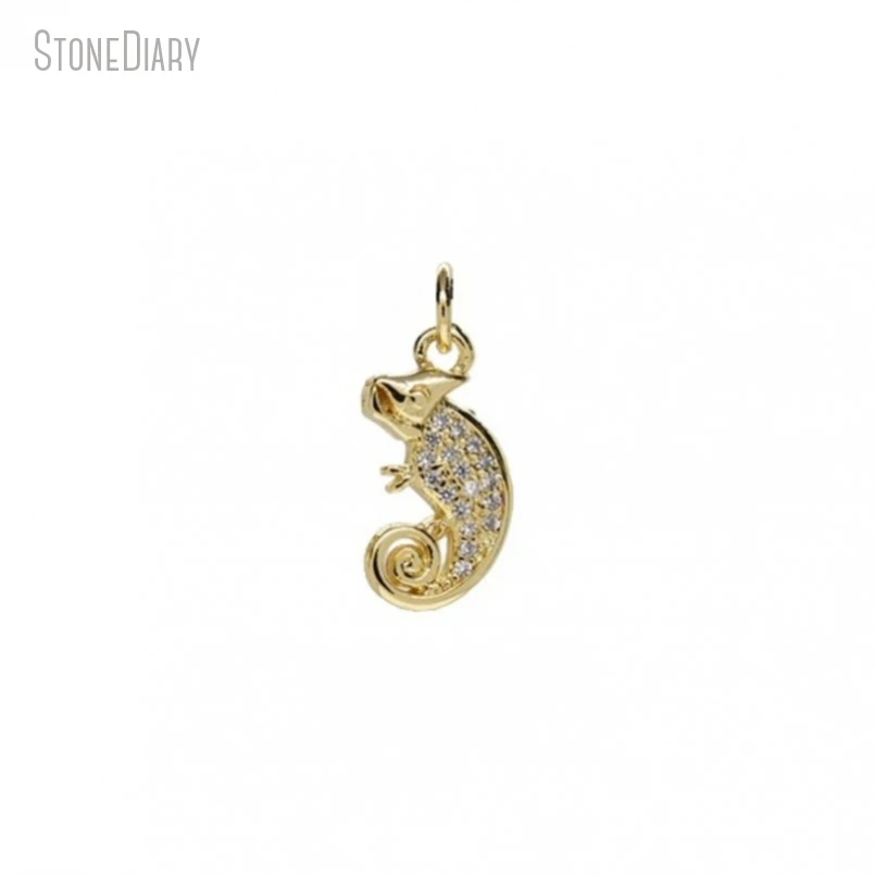 5Pcs Wholesale  Gold Color Copper Invisible Setting Cubic Zirconia Chameleon Jewelry Pendant PM50255