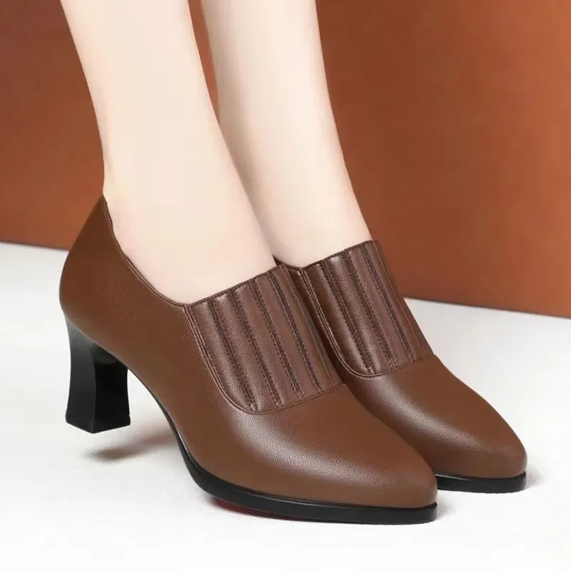 Botas Femininas Women Fashion Black High Quality Patent Leather Spring & Autumn Ankle Boots Lady Cool Brown Heel Shoes A172