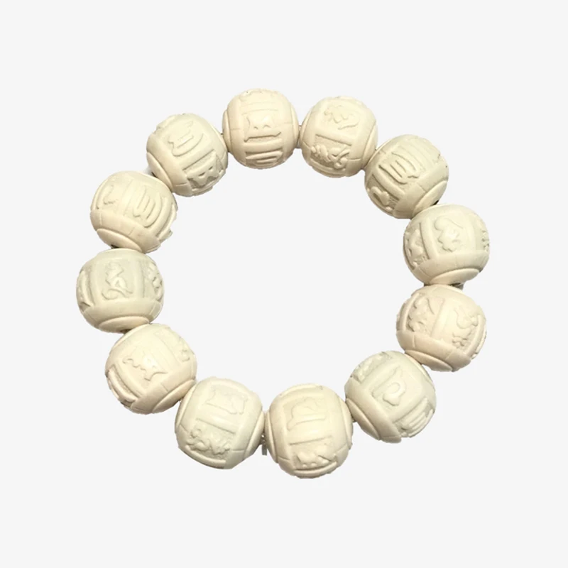 Buddhist OM  Mantra Beads Bracelet Genuine Buckhorn Tibetan Six Words Bracelet Wrist Mala
