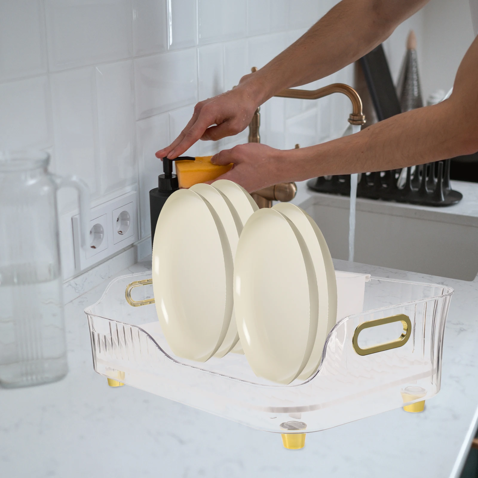 

Drying Transparent Plate ganizer Sink Drainer Vegetable Dish Dry Fruit Dish Rack Storage Kitchen Plate ganizer Rack Dry
