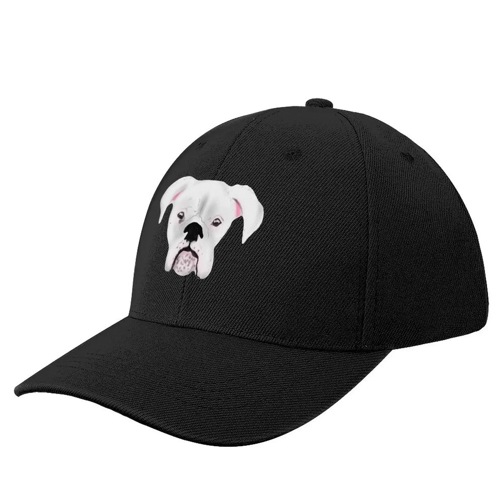 WHITE BOXER DOG PUPPY POLLYCap Baseball Cap Hat Man Luxury funny hat fishing hat New Hats Man Women's