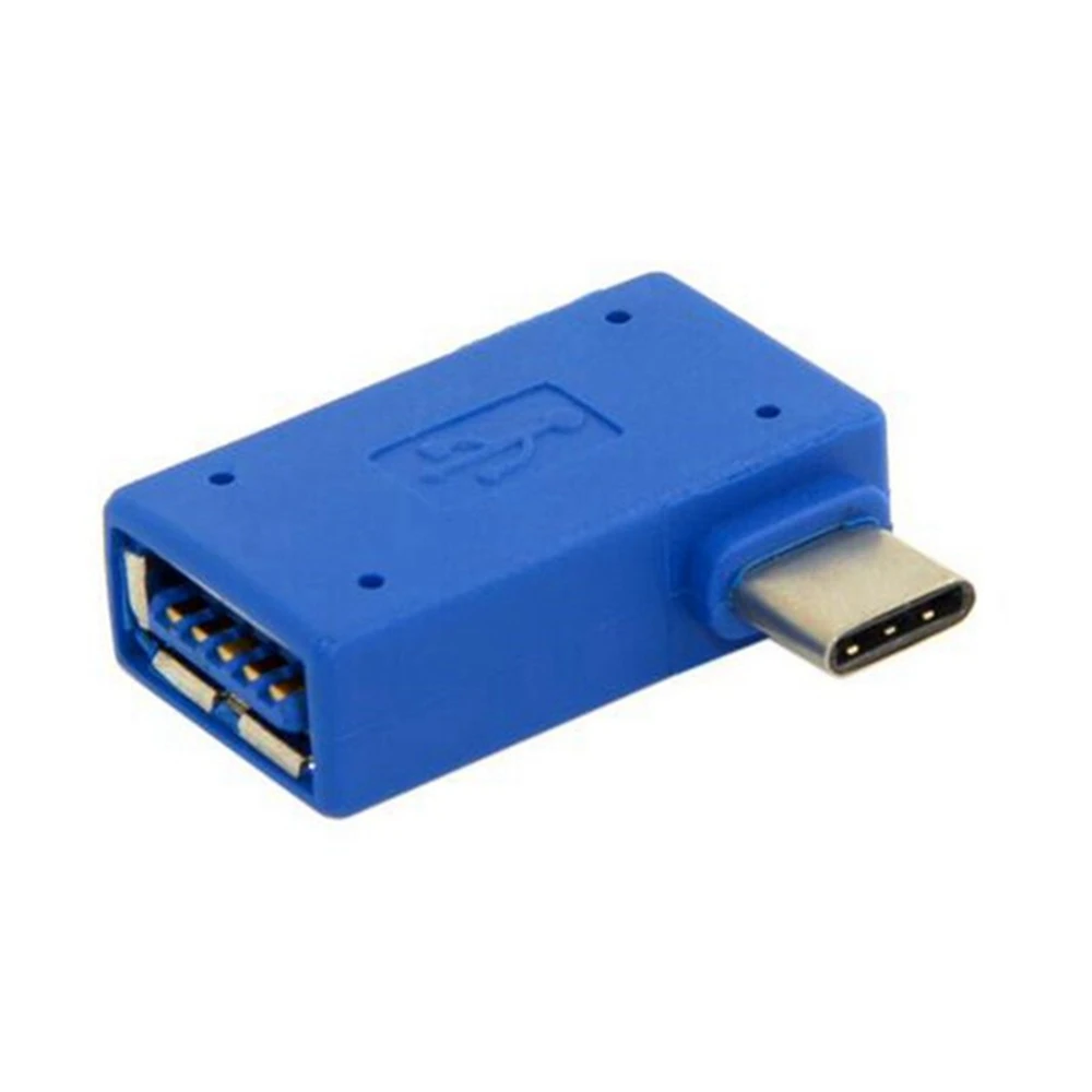 USB-C USB 3.1 Tipe C, sudut kanan Kelas 90, konverter konektor adaptor OTG Tipe C laki-laki ke USB 3.0 A perempuan untuk Laptop