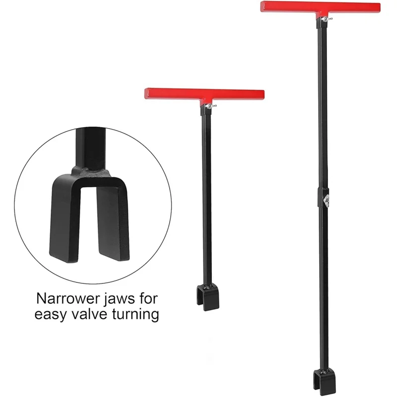 AT05-Water Meter Key With 4-Way Utility Key Water Shut Off Tool Valve Shutoff Key Tool For Main Water Meter