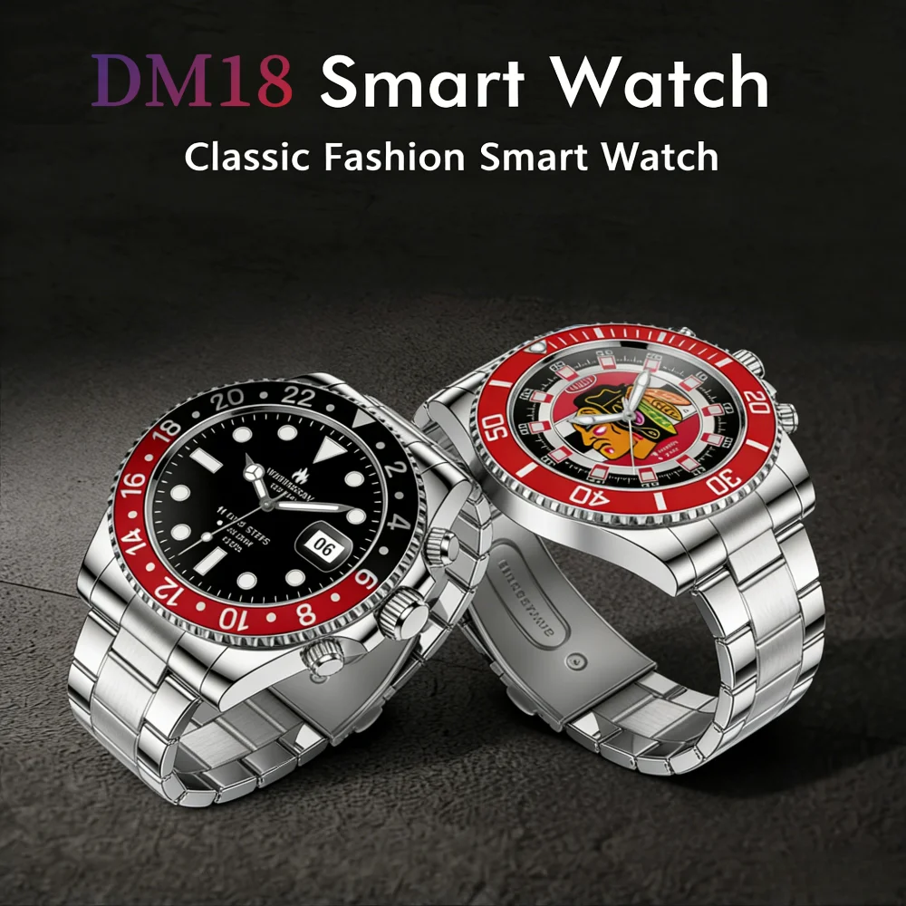 

DM18 Смарт-часы для мужчин Премиум Роскошные Bluetooth-вызовы Спорт Фитнес Водонепроницаемые часы Свадебный банкет посещаемости Мужской подарок