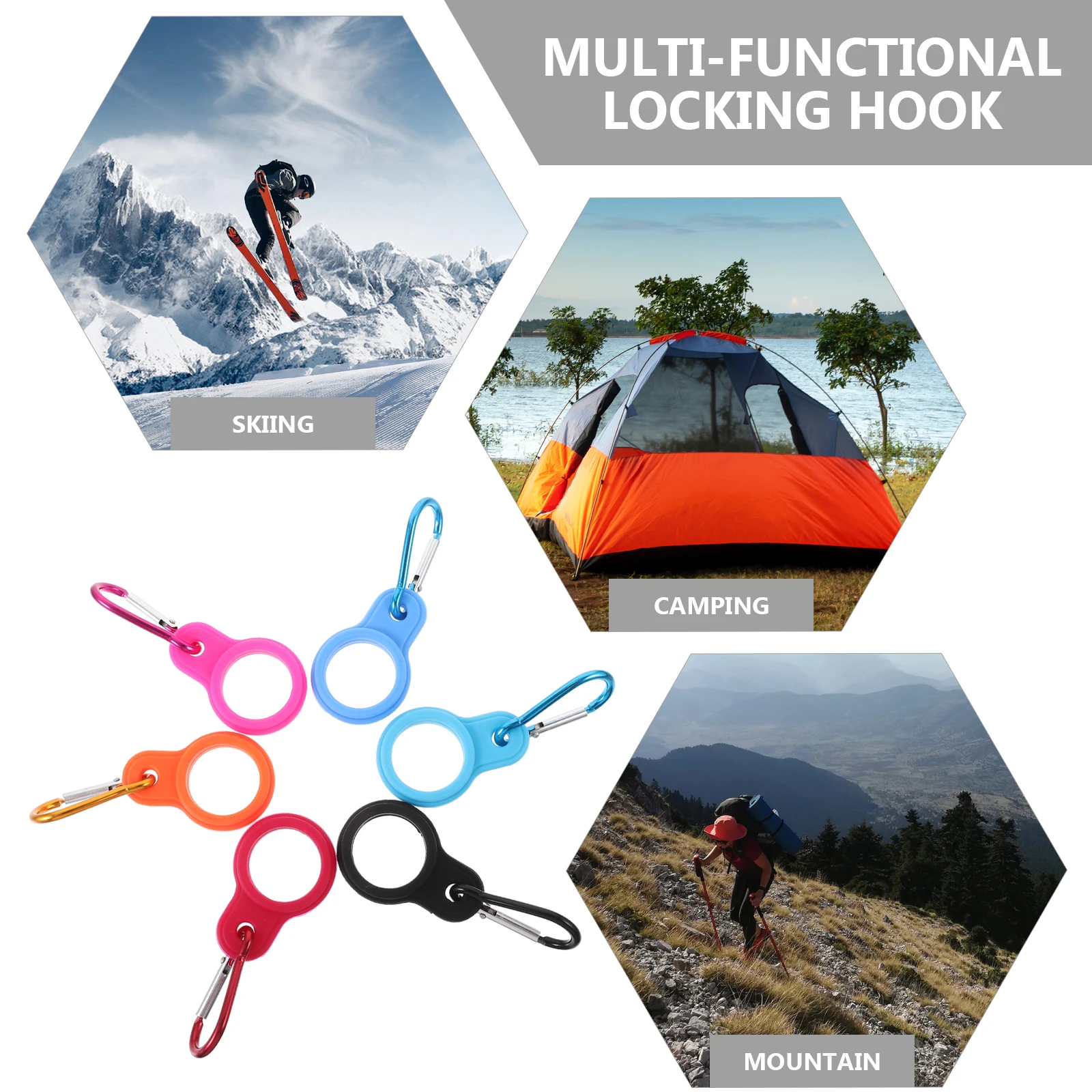 

6Pcs Water Bottle Buckle Lightweight Nylon Bottle Holder Clip for Handsfree Carrying Outdoor Sports Trekking