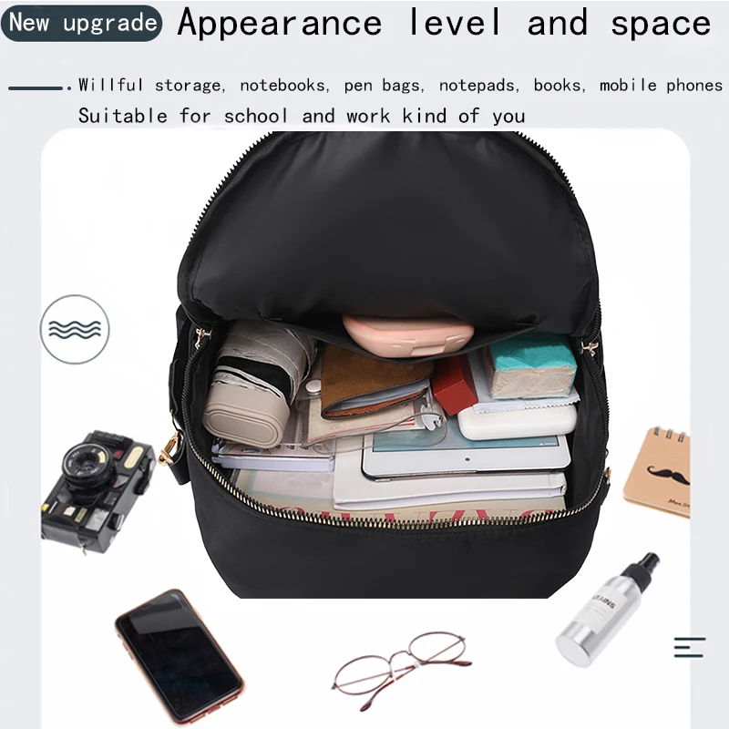 New fashion nylon fabric backpack women's backpack travel bag image 3
