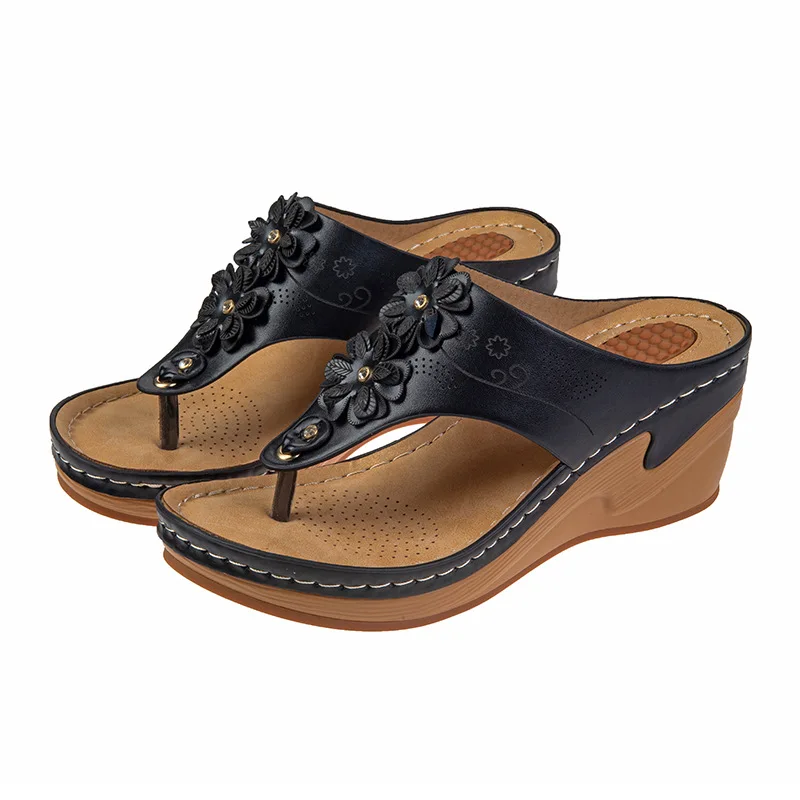 Plus Size Shoes for Women Summer Women Floral Flip Flops Fashion Roman Non Slip Sandals Outdoor Slippers Beach Casual Shoes
