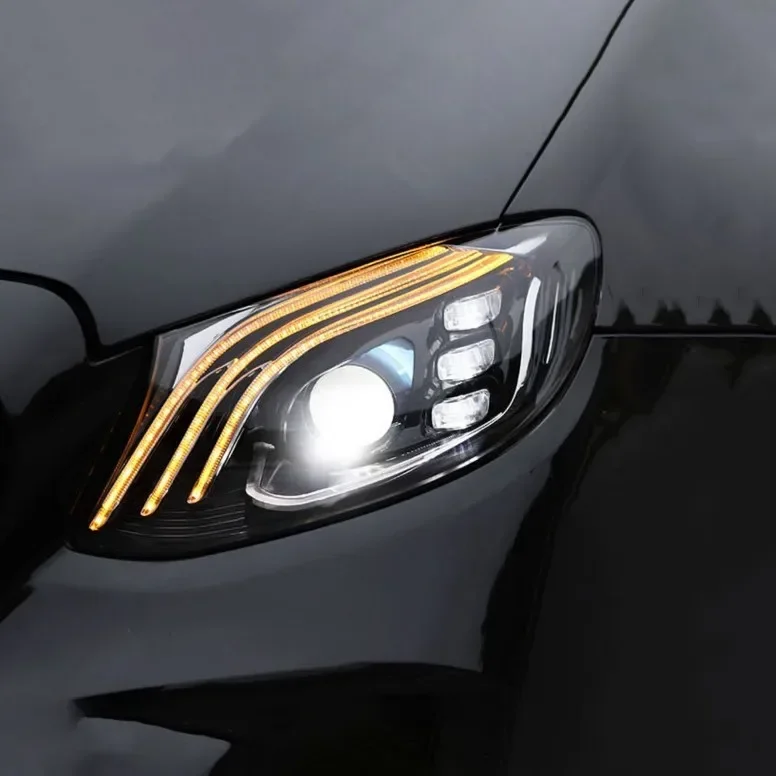 For 16-20 E-Class W213 Headlight Assemblies Modified with Maybach LED Daytime Running Lights and Flow Lights for Mercedes-Benz