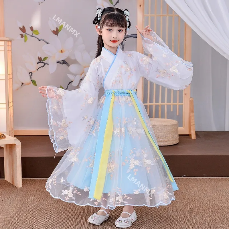 Hanfu Meisje Kinderen Chinese Stijl Tang Kostuum Oude Kostuum Super Onsterfelijke Ru Rok Jurk Meisje Prinses Nieuwe Stijl