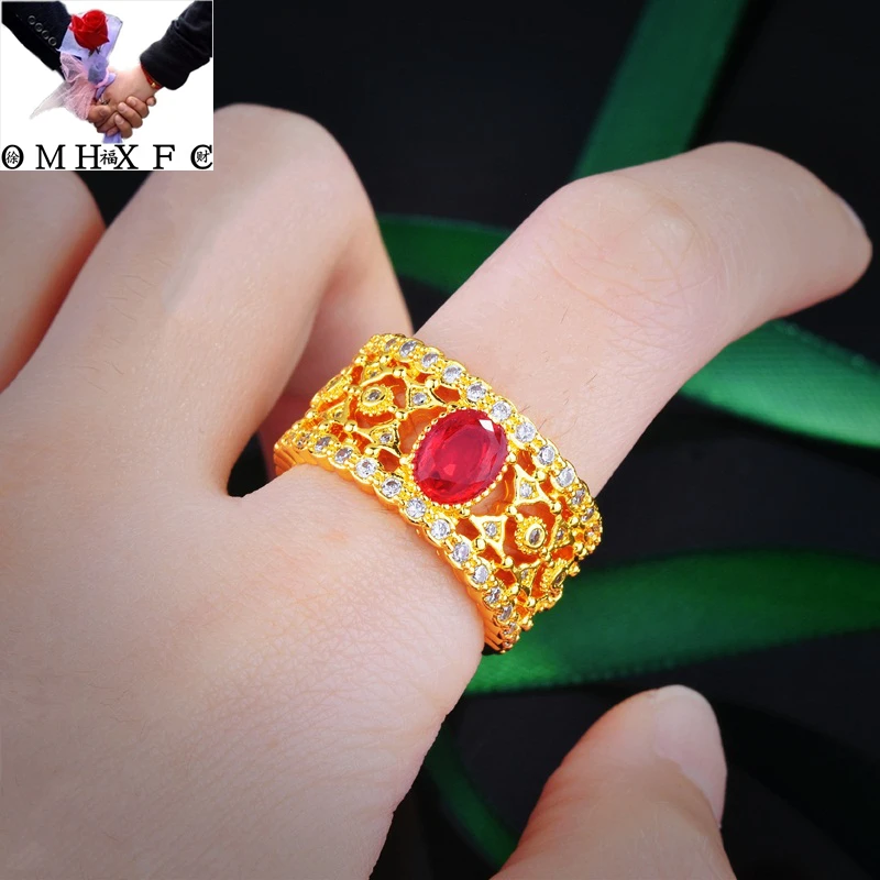 

Wholesale RR2113 European Fashion New Woman Girl Bride Party Birthday Wedding Gift Shiny Vintage AAAZircon 18KT Gold Ring