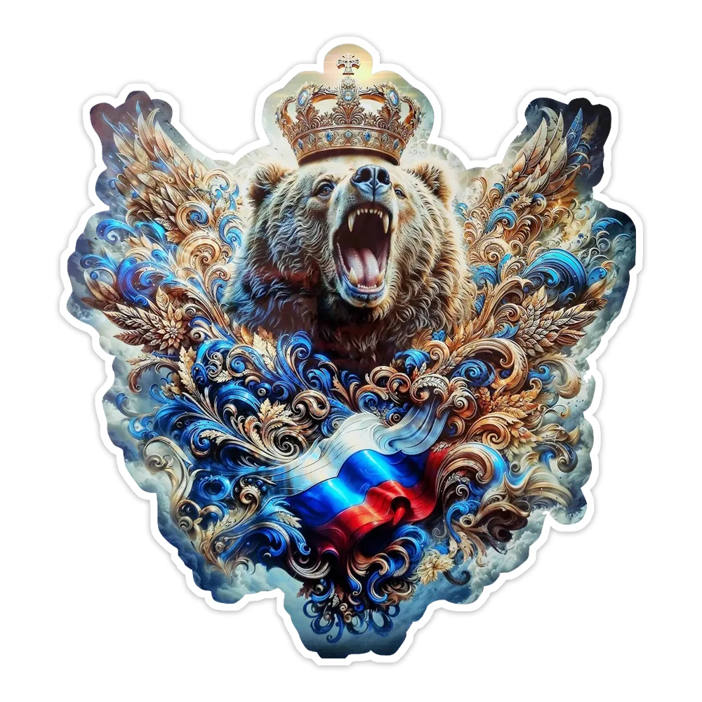 

Hаклейка на авто Медведь в короне Россия, 15cm, Vinyl Stickers for Car, Laptop, Glass Surface