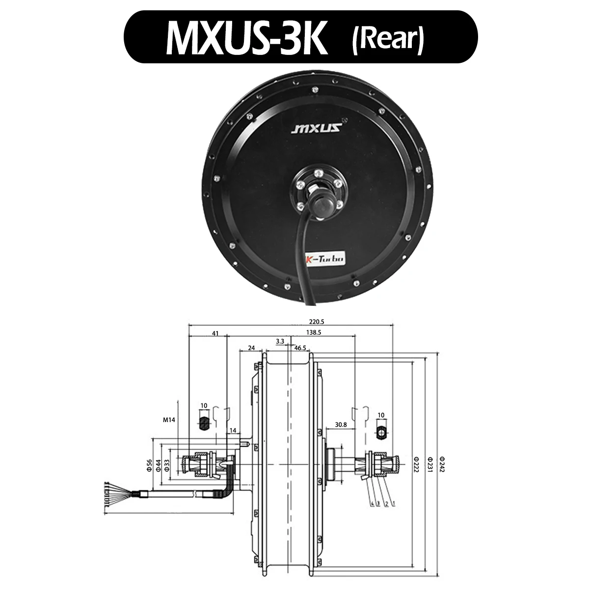 MXUS 3K Rower elektryczny 3000W Silnik piasty Szybki bezszczotkowy bezprzekładniowy silnik piasty 72V Silnik tylnego koła do zestawu do konwersji