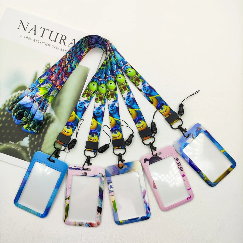 Disney Monsters University ID Card Holder Neck Strap Cool Boys Door Badge Holder Lanyards Keychain Men Work Credential Case