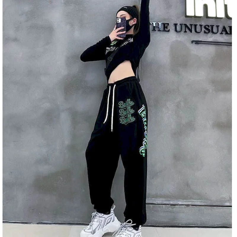 Jazz Women's Pants Printed Letter Casual High Street Y2k Pants Vintage Sweatpants Loose Women Clothing Sport Harajuku Baggy Pant