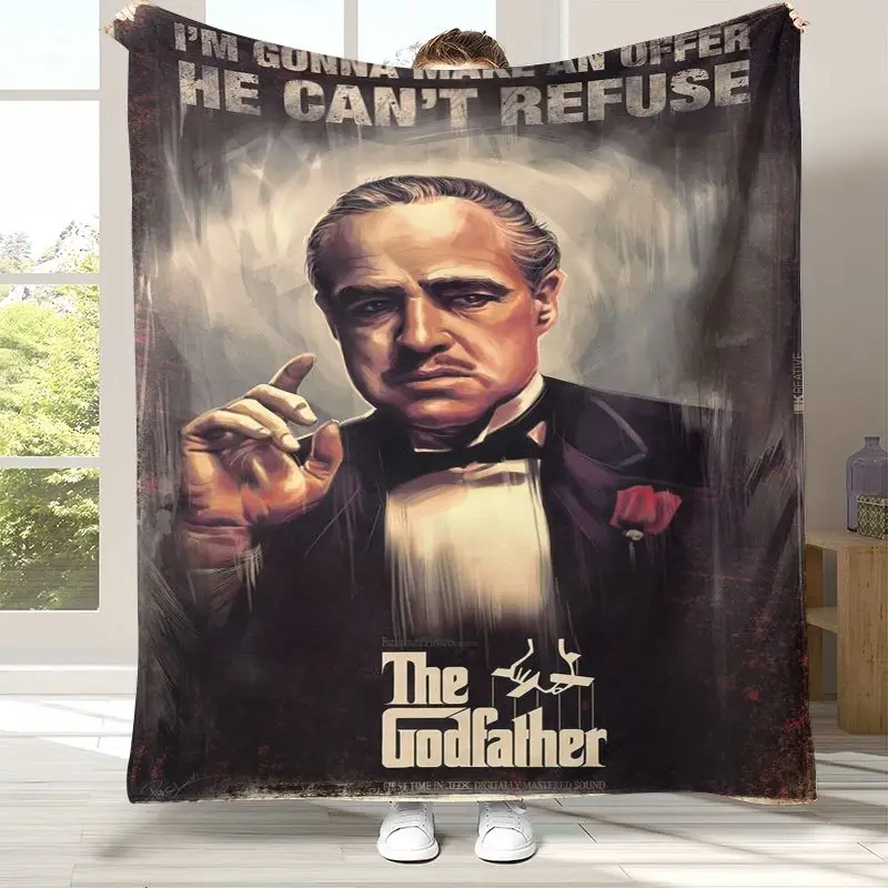 Retro Movie The Godfather Vito Corleone Flannel Throw Blanket,Cozy Blanket for Bed,Sofa,Living Room,Picnic,Camping,Home Decor