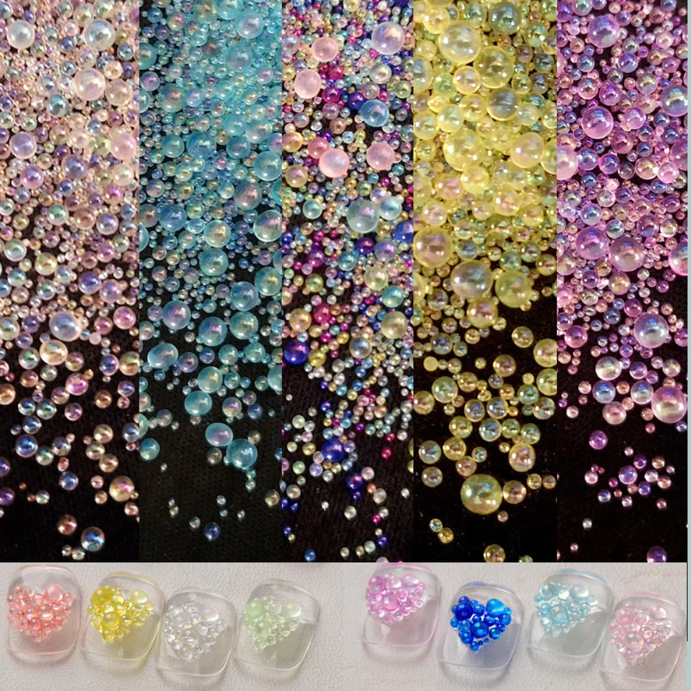 Strass à bulles en verre pour Nail Art, 1.2MM-3MM, mélange de tailles, 15g/emballage, à appliquer sur les accessoires de décoration de manucure, nouvelle collection