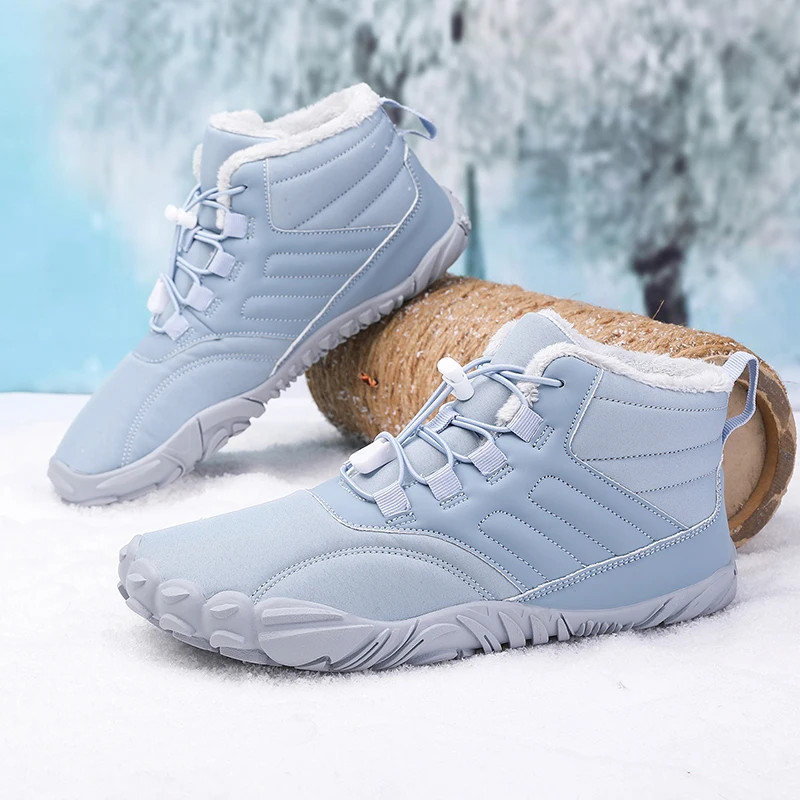 New Winter Snow Boots, Barefoot Feel Casual Thick Sole Cotton Shoes,Trendy Versatile Outdoor Fleece Lined Thickened Cotton Boots