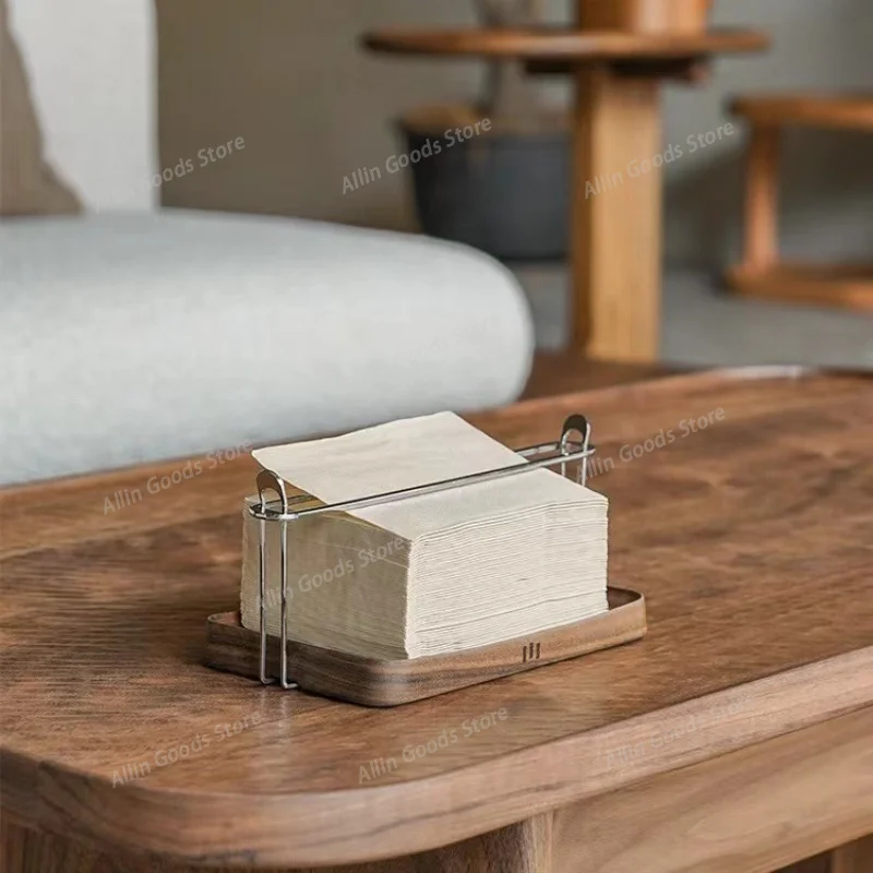 Modern Simplicity Exquisite Black Walnut Wood Minimalist Table Tissue Storage Rack High-end Bedroom Tissue Boxes Home Ornaments