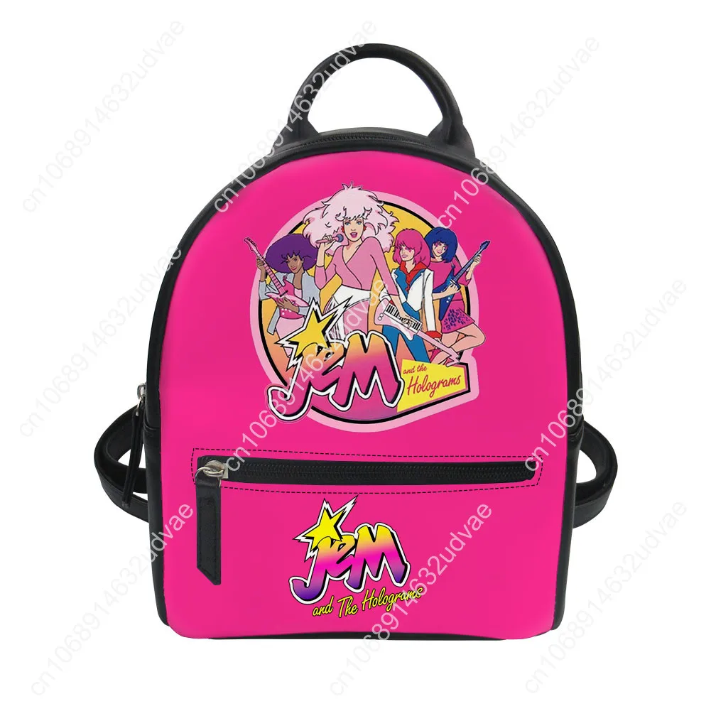 Jem and The Holograms Backpack Purse Women Schoolbags Personalized Double Shoulder Bag Daypack Leather Travel Bag Gift