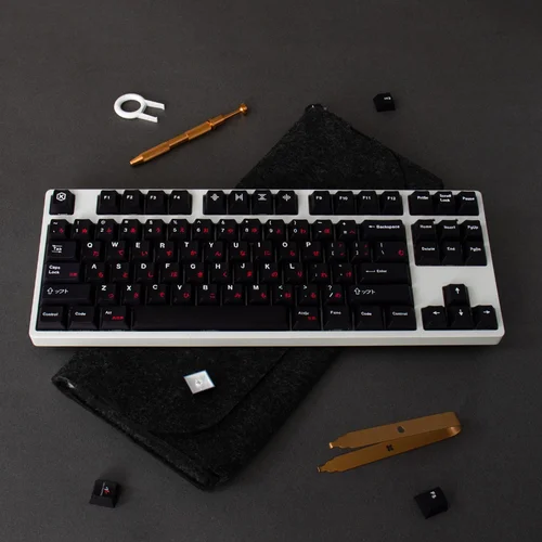 Imagen 2 del producto GMK WOB rojo cirílico PBT 129 teclas sublimación de tinte teclas de perfil de cereza teclas de personalidad japonesa para teclado mecánico