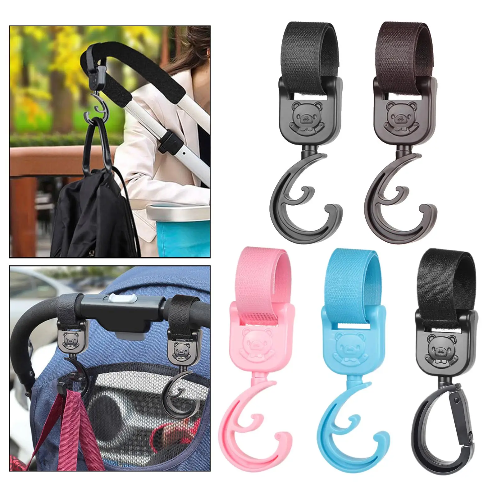 Durable PVC Stroller Hooks Adjustable Strap Multipurpose Bags Holder Hanger for Baby Pushchair Organizer Accessory view 4