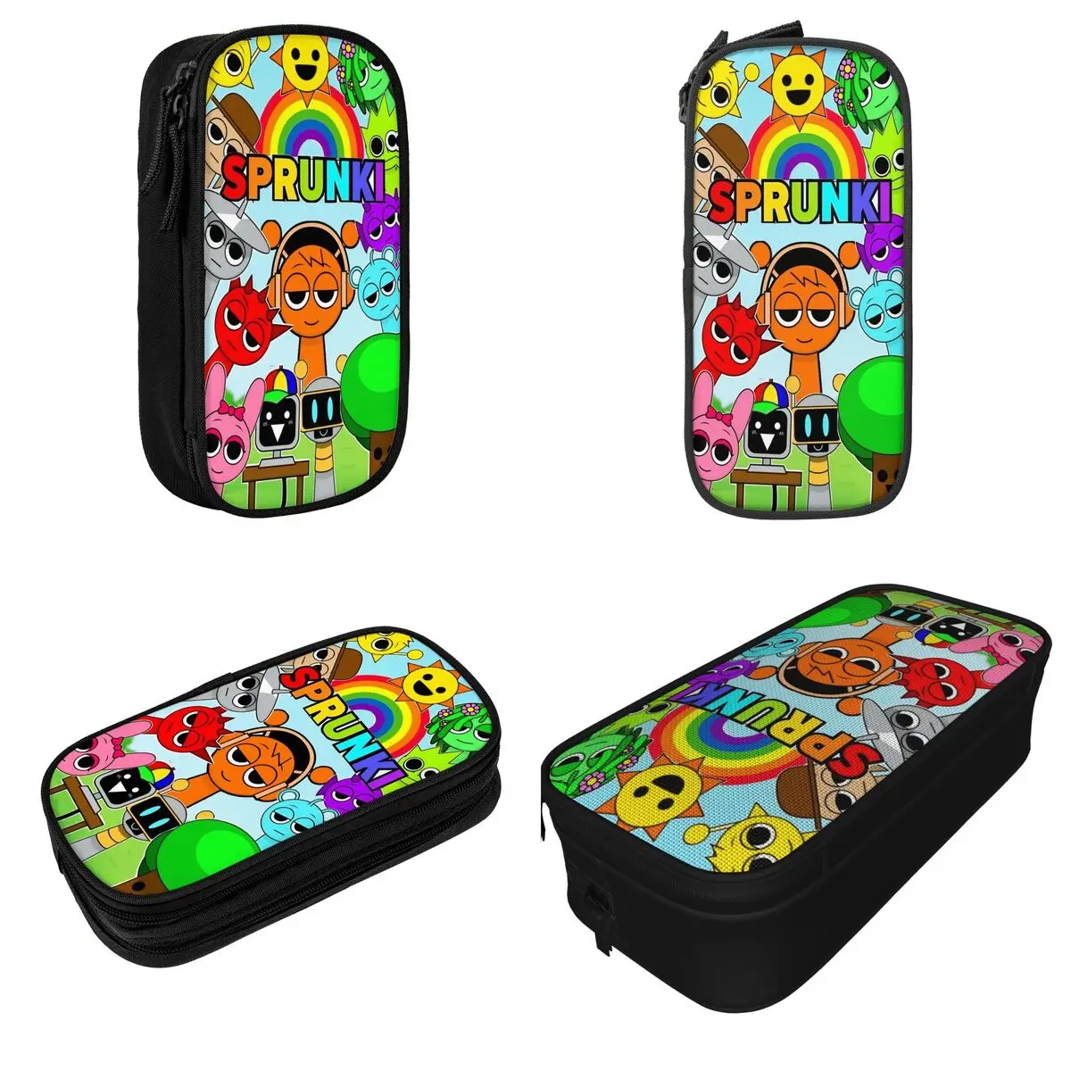 Rainbow Sprunki Game Pencil Case Fashion Cartoon Pen Pencil Bags Girls Boys Large Storage Office Gift Pencil Pouch