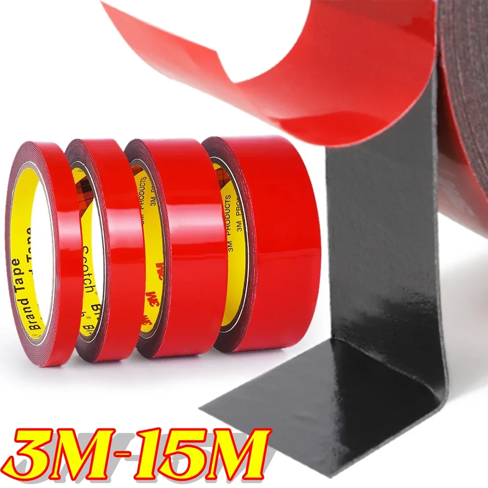 

15-3M Strong Double Sided Tape Acrylic Foam Thicken Traceless Adhesive Tapes Waterproof Heavy Duty Mounting Stickers Home Car