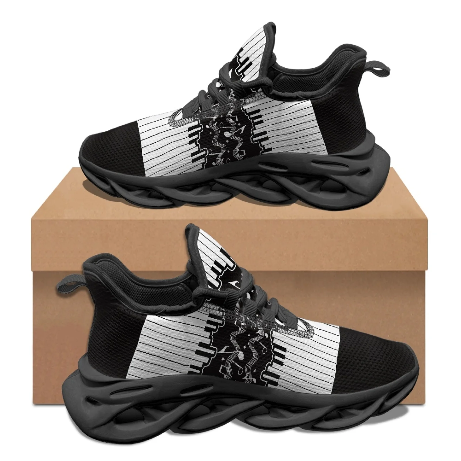 PENSTROLL Piano Notes Pattern Lightweight Running Shoes for Men Mesh & EVA Men's Fashion Sneakers Blade Running Shoes