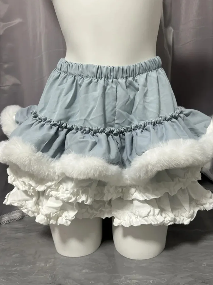 Women Cute Sweet Cake Skirt High Waist Vintage Ruffles Sexy Mini Skirts Spring Japan Lolita Kawaii Preppy Style Ball Gown Skirt