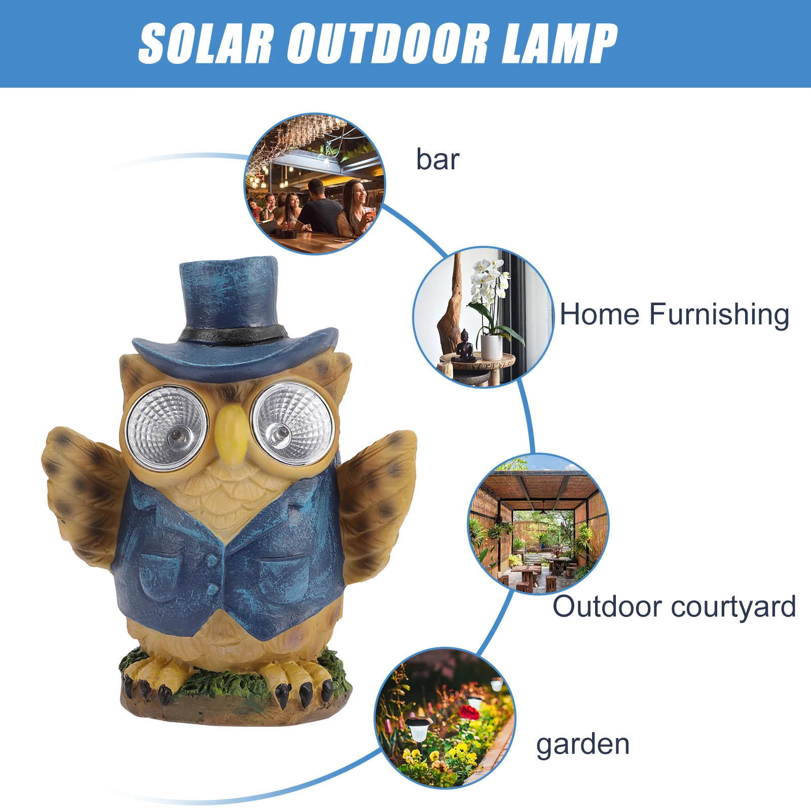 

Garden Owl Statue Light Creative Adornment Solar Spot Lights Outdoor Decor Unique Gift for Friends Family Home Lawn
