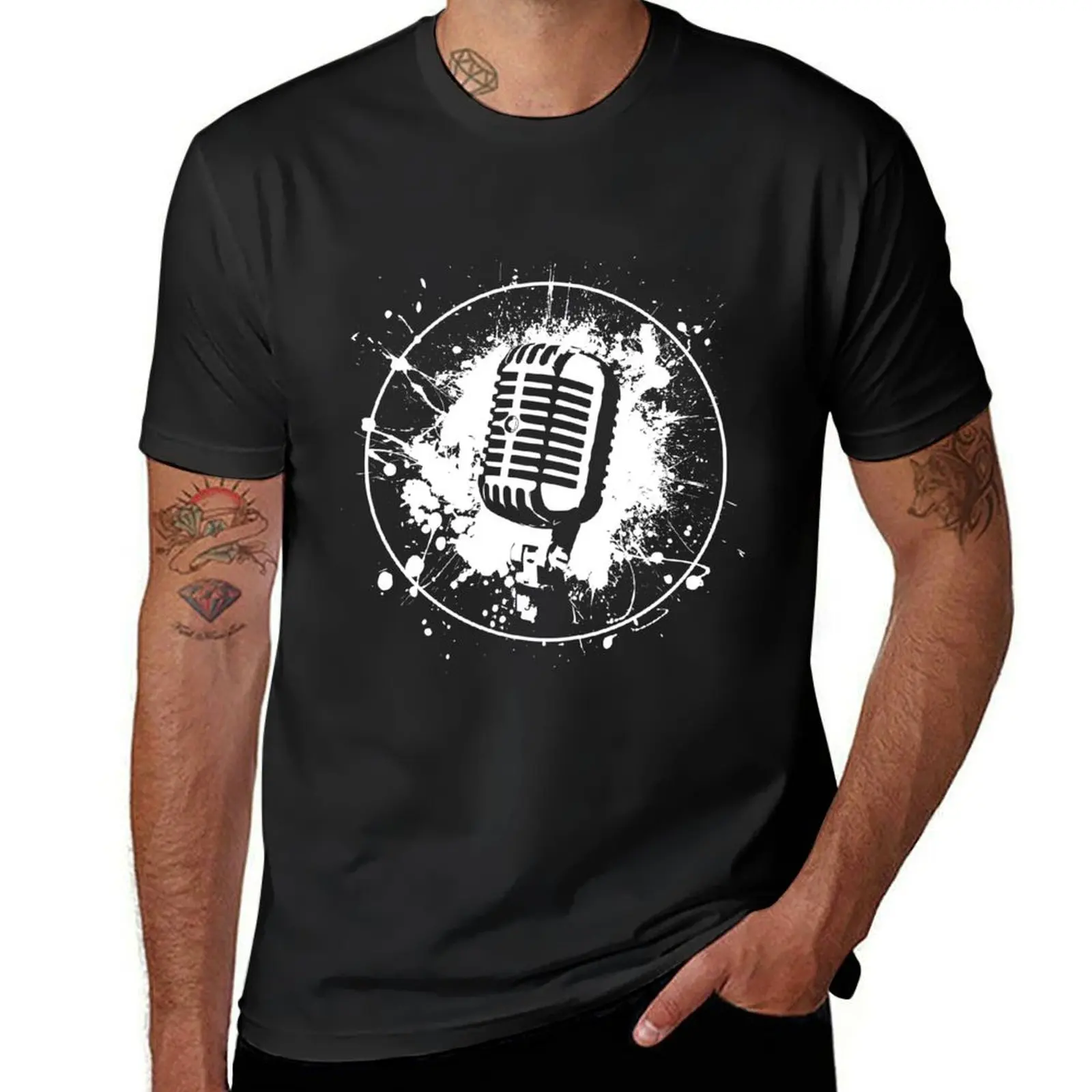 Retro Mic Splash T-Shirt customs design your own graphics mens graphic t-shirts big and tall