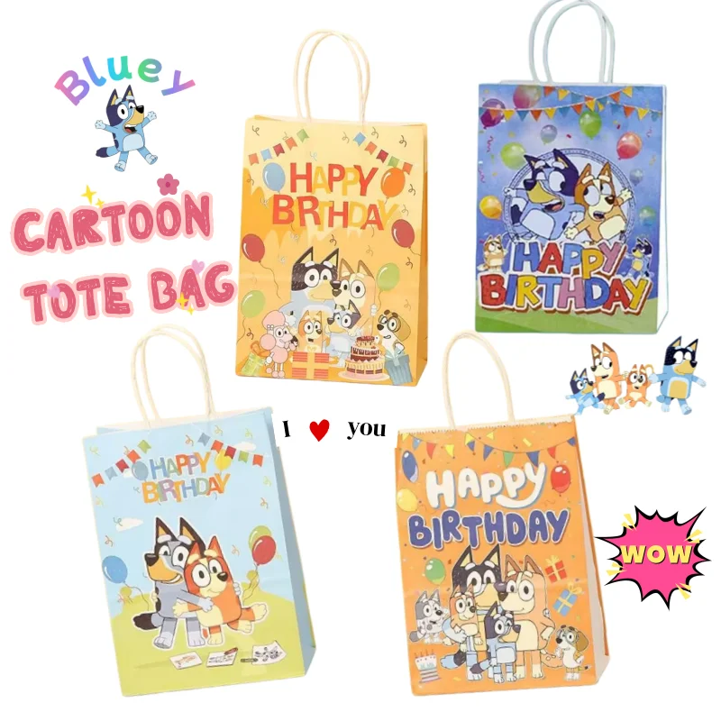 

Bluey Bingo Bandit Chilli cartoon cute printed gift packaging bag high color value birthday party holiday gift bag wholesale