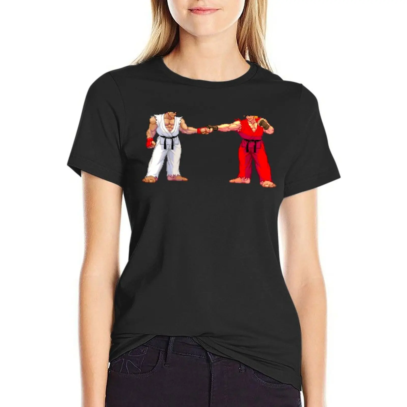 3rd Strike Ryu and Ken fist bump T-Shirt Female clothing new edition Short sleeve tee Women t shirt