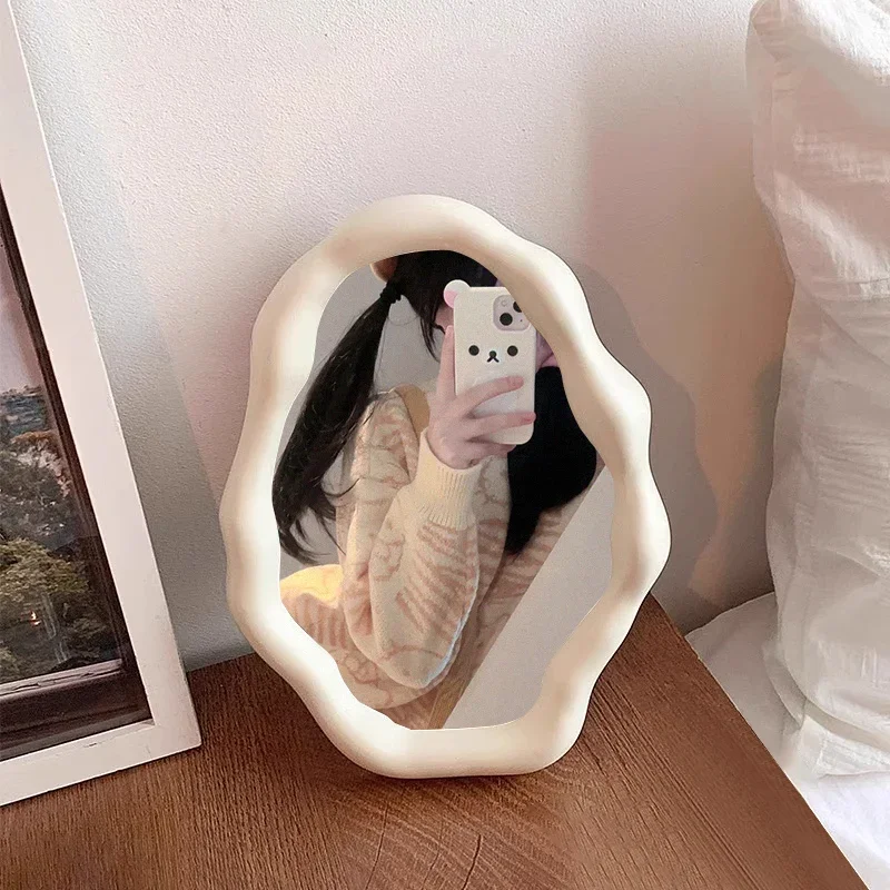 Cream Clouds Mirror Blocks Desktop Folding Bedroom Personality Mirror Blocks Dormitory Portable Miroir Mural Home Decoration