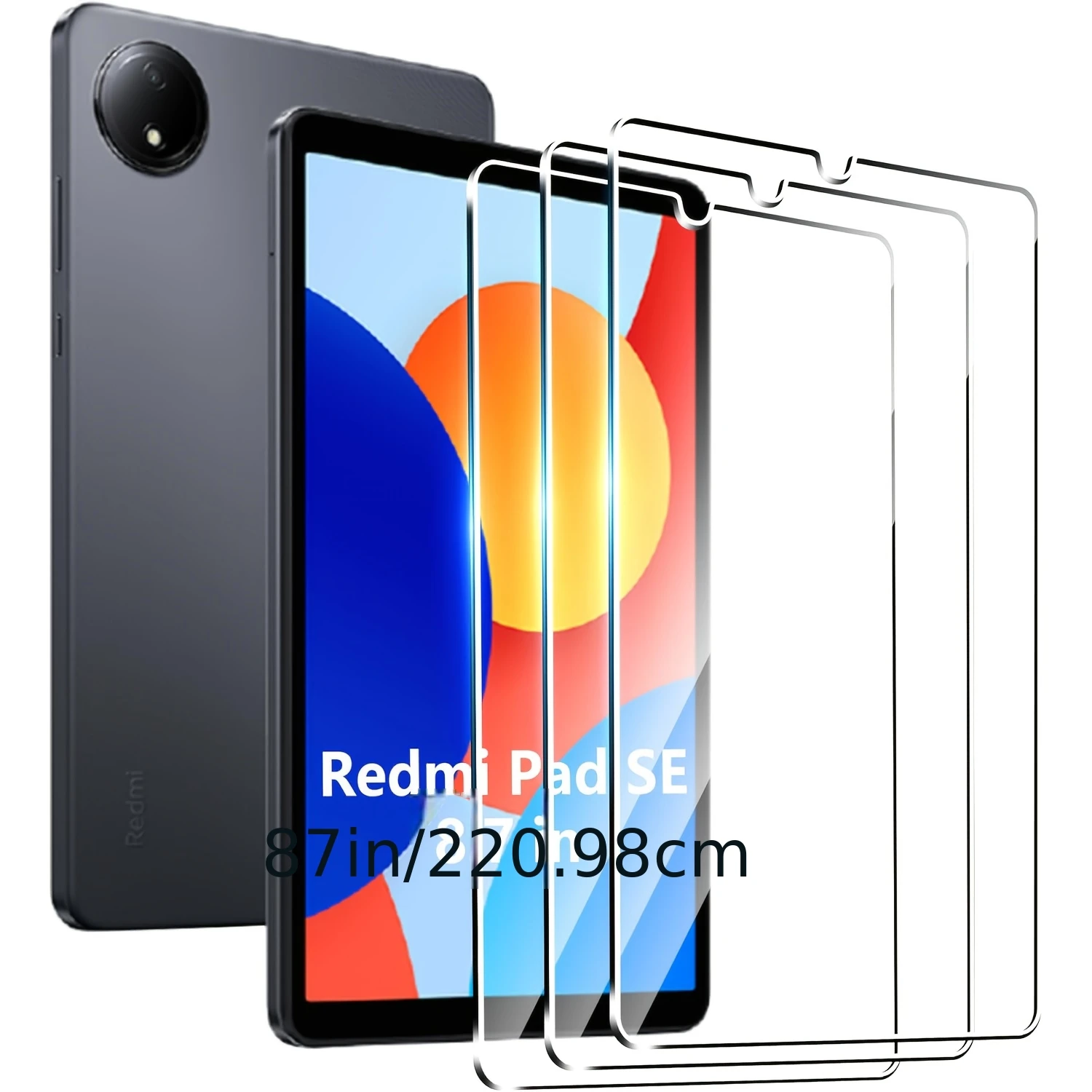 3 pieces high definition tempered glass screen protector for Xiaomi Redmi Pad SE 8.7 inch/4G, 9H hardness, smooth surface