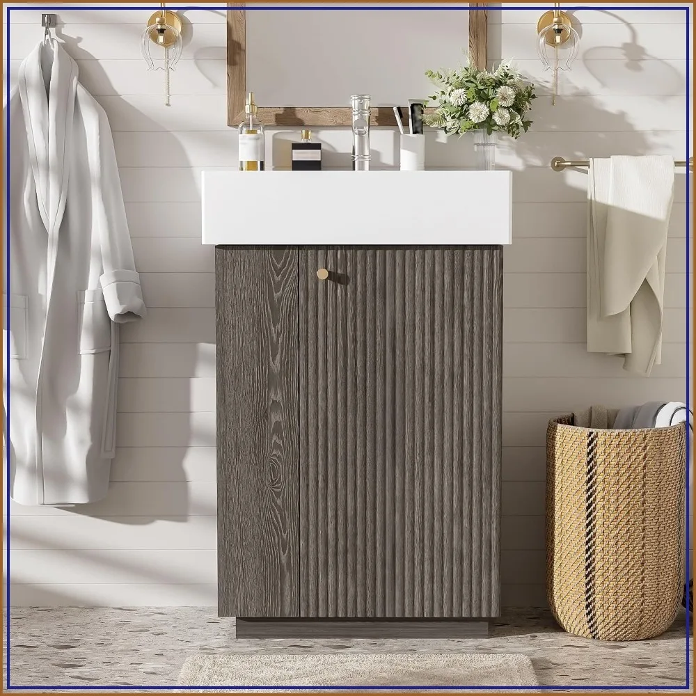 ceramic bathroom vanity floor standing, side storage shelves, toilet paper holder bathroom
