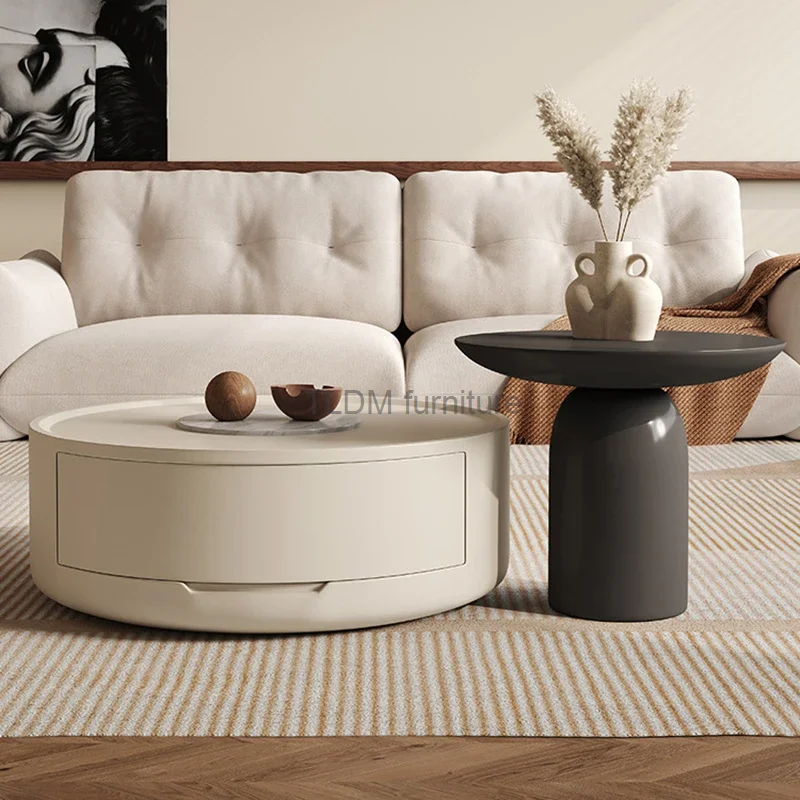 European Wooden Coffee Table Round Indoor Creative Bedroom White Center Table Corner Living Room Couch Tisch Nordic Furniture