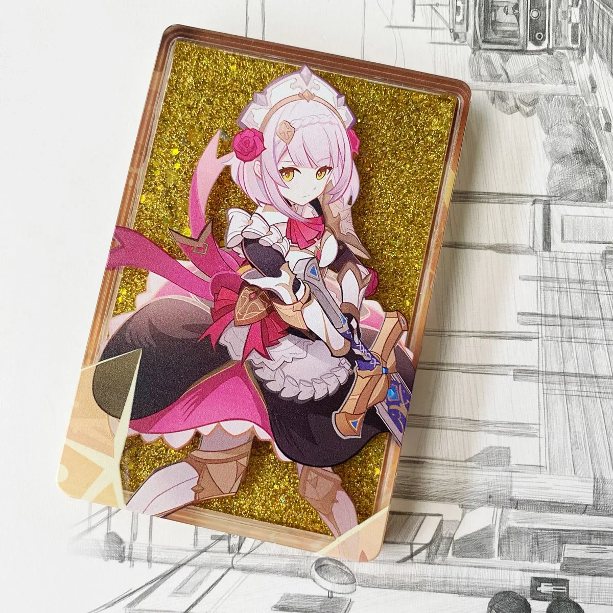 Anime Game Noelle Genshin Impact Cosplay Collection Acrylic Brick Quicksand Mahjong BL Stand Model Birthday Gift Decor Cute