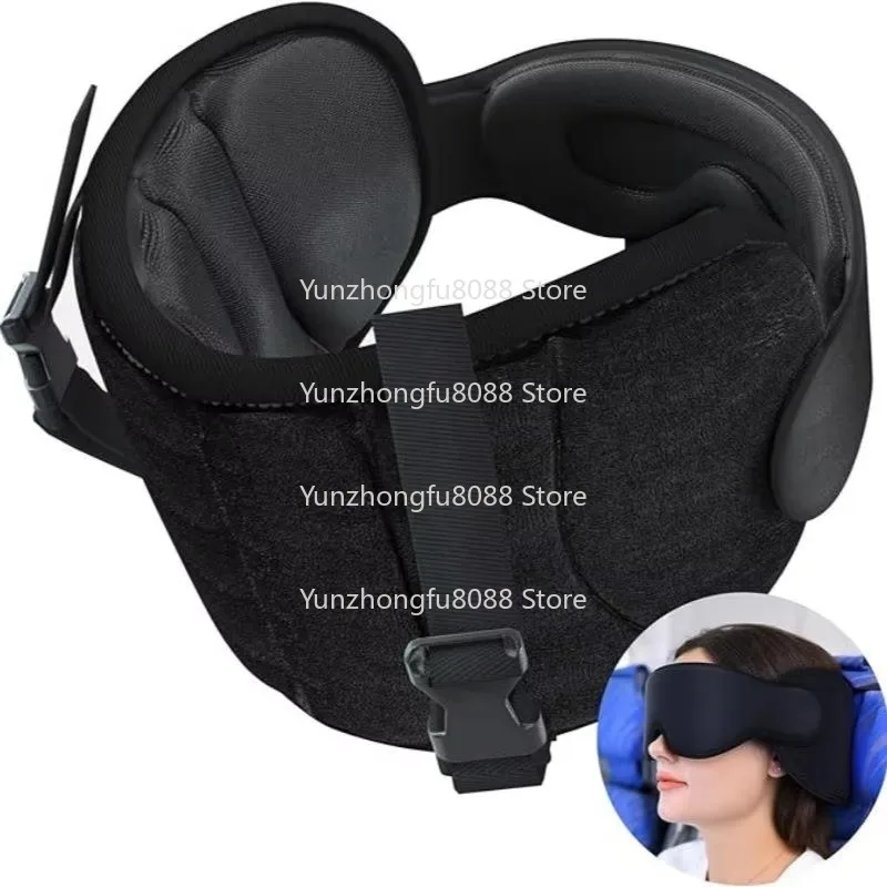 Wrap Head Sleep Neck Pillow Support Prevents Tilt Eye Mask and Chin Support Headrest, Suitable for Aircraft Car Travel