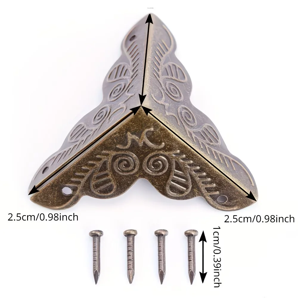 20pcs Printed Bag Corner Hardware, Retro Copper Metal Corner Protector, Wine Box Hinge Buckle Decorative Hardware  Accessories
