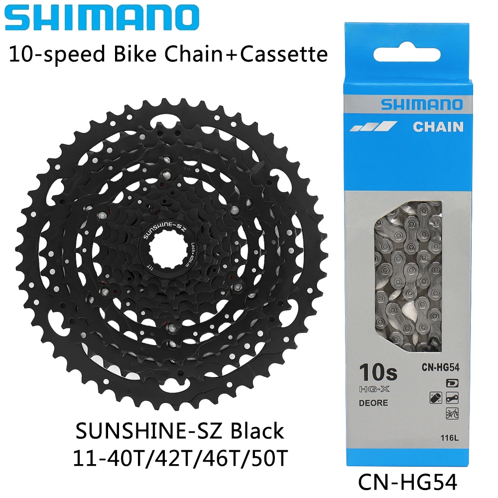 SHIMANO 10 Speed CN-HG54 116L Bike Chain Sunshine 11-40T/42T/46T/50T Black Cassette Sprocket for Mountain Bike Original Parts