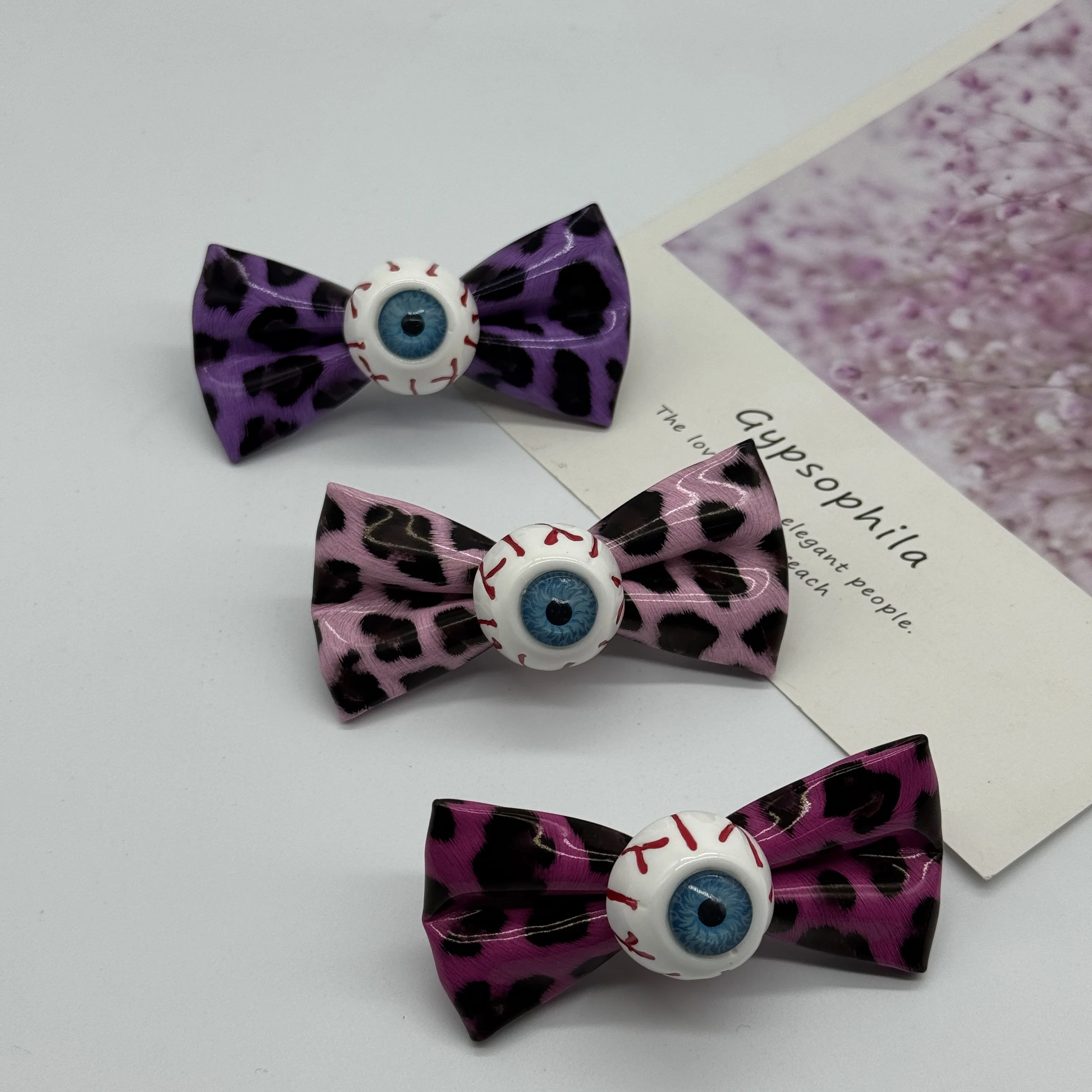 Colorful Leopard Bow Hair Clip, Creative Cosplay Accessory