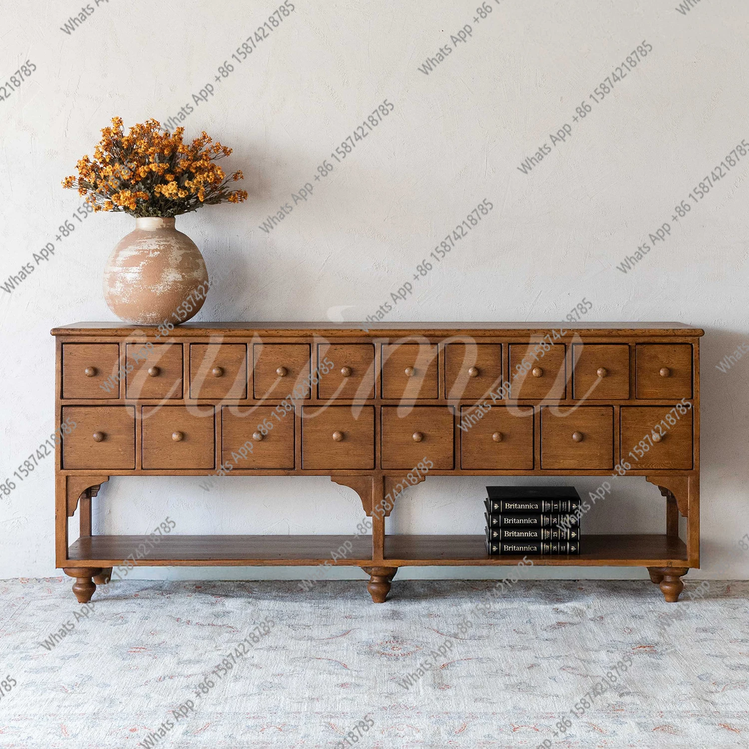 

French solid wood decorative cabinet foyer wall integrated entrance cabinet American medieval designer drawer cabinet